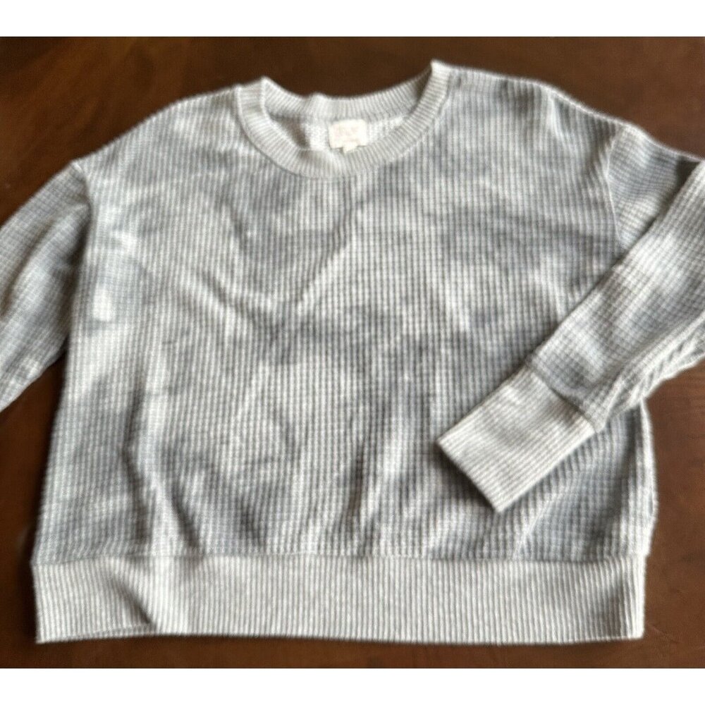 Cozie by Pink Rose Gray Camo Waffle Knit Top‎ Womens Size M Medium